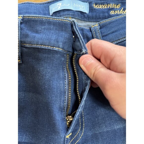 7 For All Mankind Dark Wash b(air) Denim Roxanne Ankle Blue Jeans Size 29 Preppy - Picture 5 of 16